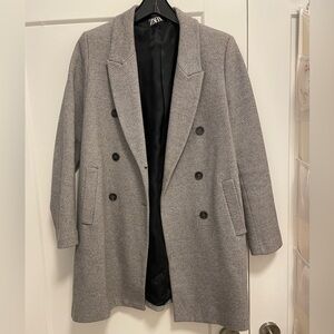 Zara Gray Double-Breasted Coat